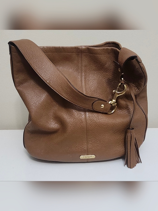 Coach Handbags - Coach Avery Pebbled Leather Shoulder Tote Hobo Satchel Bag #F23309 Saddle Brown